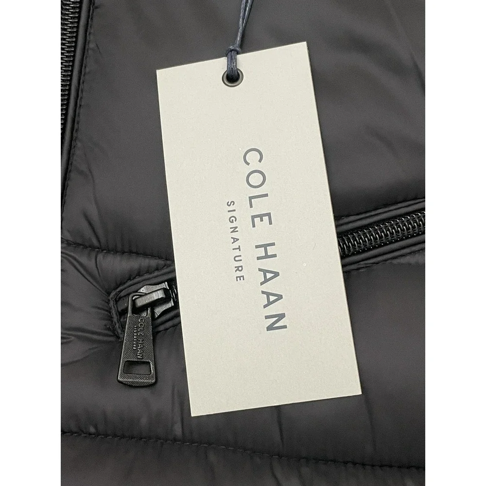 NEW Cole Haan Signature Puffer Vest Men's Medium Black Lightweight Full Zip